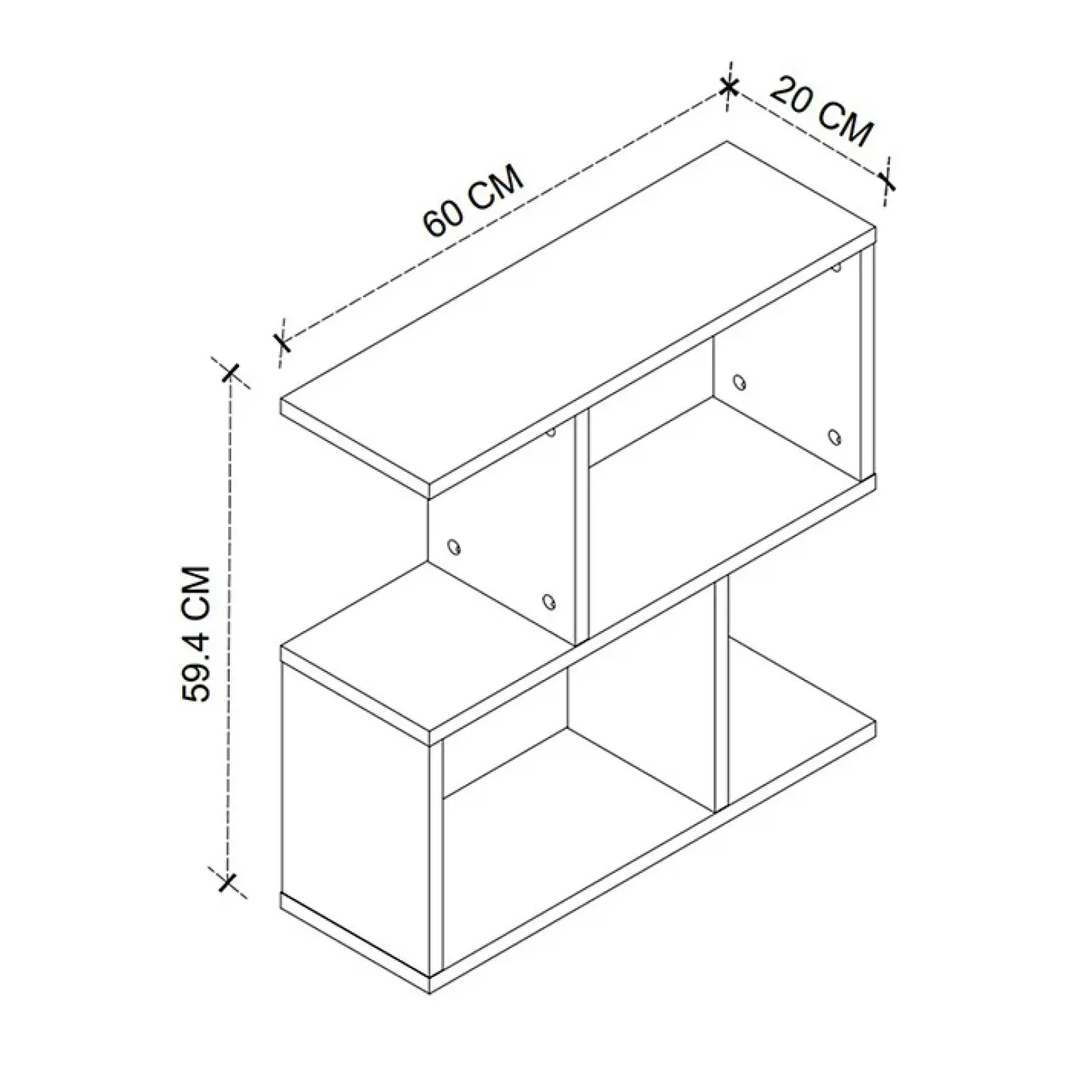 Tavolino da salotto con libreria design 60x59cm bianco Sherman