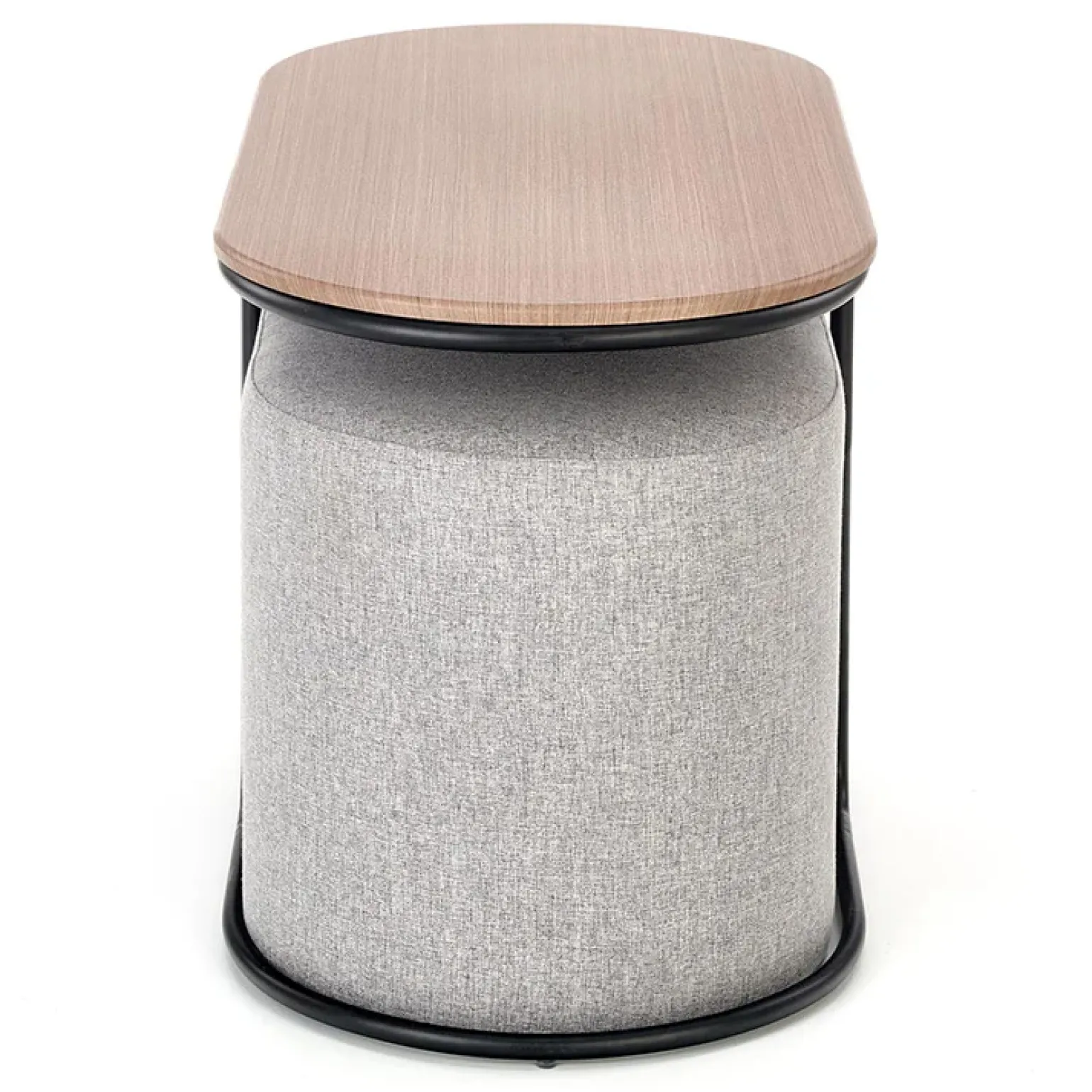 Tavolino da salotto con pouf in tessuto noce grigio nero Duchessa