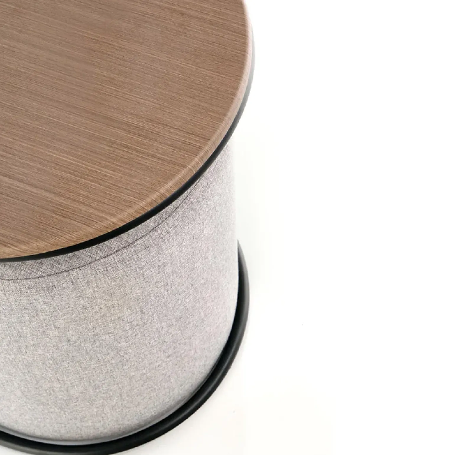 Tavolino da salotto con pouf in tessuto noce grigio nero Duchessa