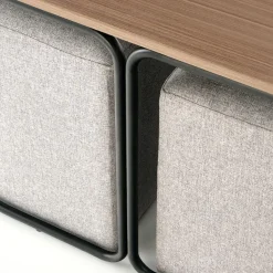 Tavolino da salotto con pouf in tessuto noce grigio nero Duchessa