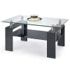 Tavolino da salotto con ripiano 110x60cm nero vetro acciaio Nigel