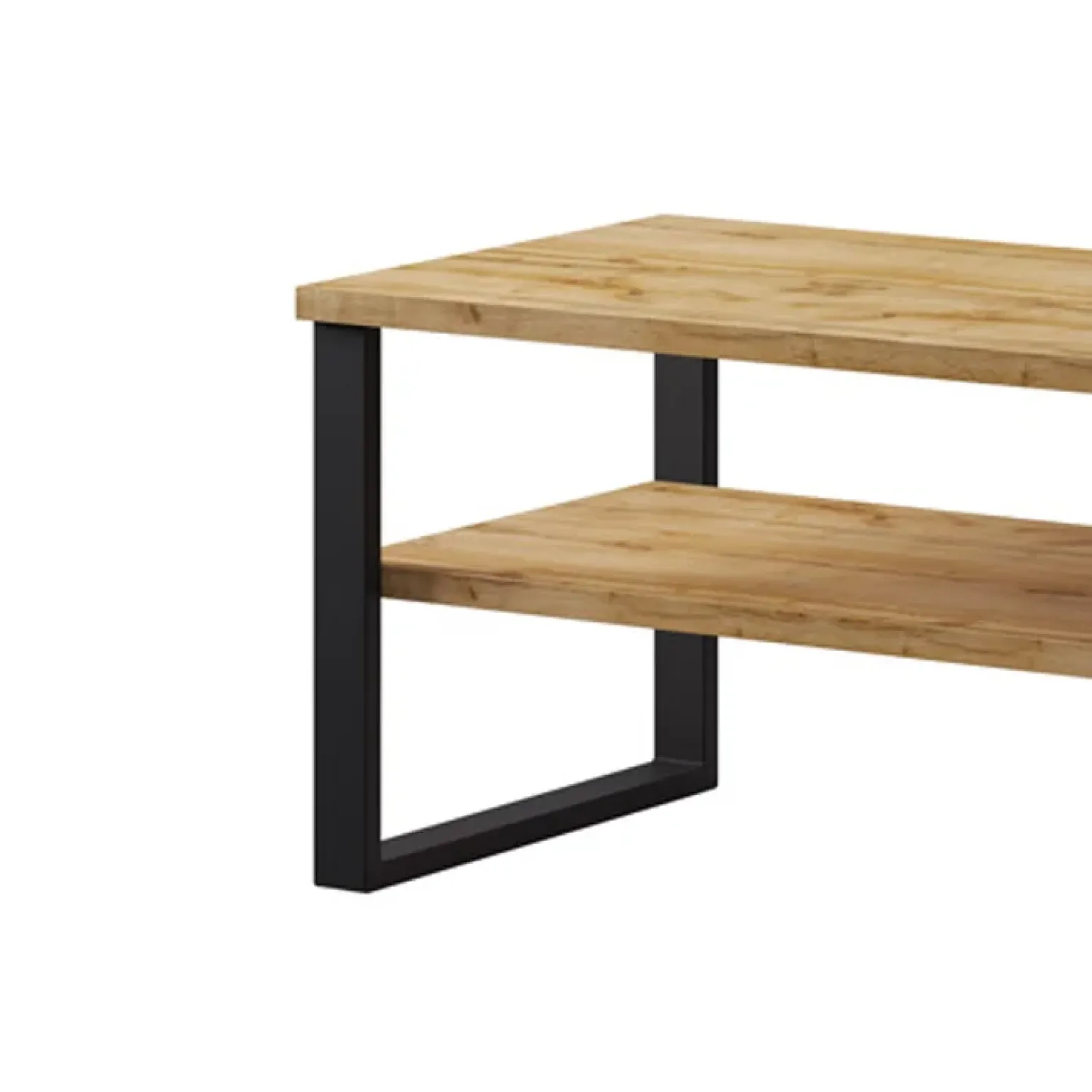 Tavolino da salotto con ripiano 110x60cm quercia metallo nero Petra