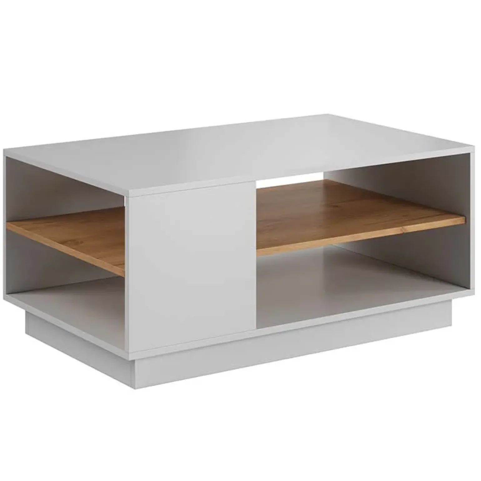 Tavolino da salotto con ripiano 100x60cm bianco opaco quercia James