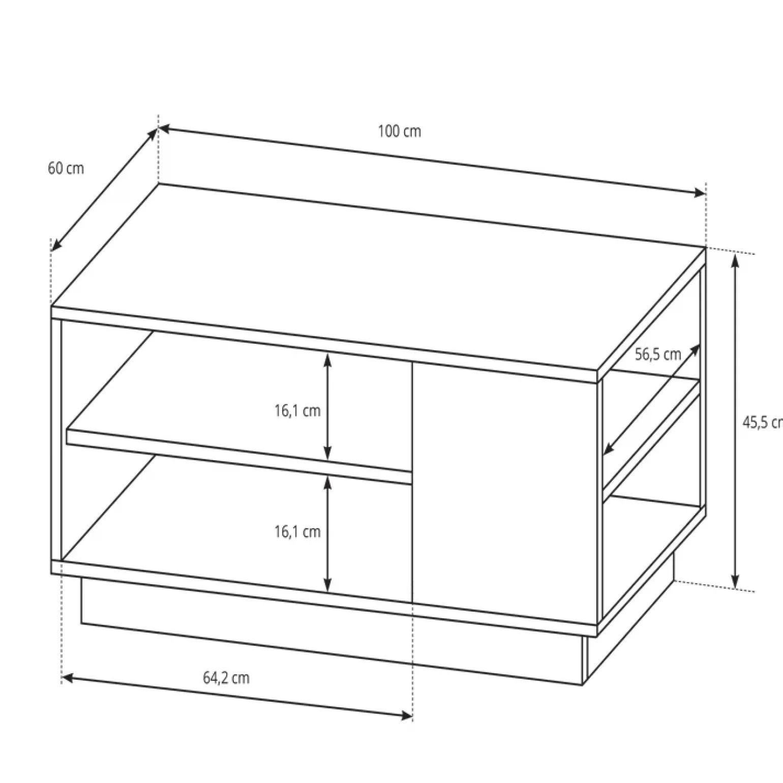 Tavolino da salotto con ripiano 100x60cm bianco opaco quercia James