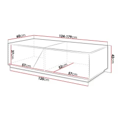 Tavolino da salotto contenitore 60x124cm apribile rovere antracite Modesta