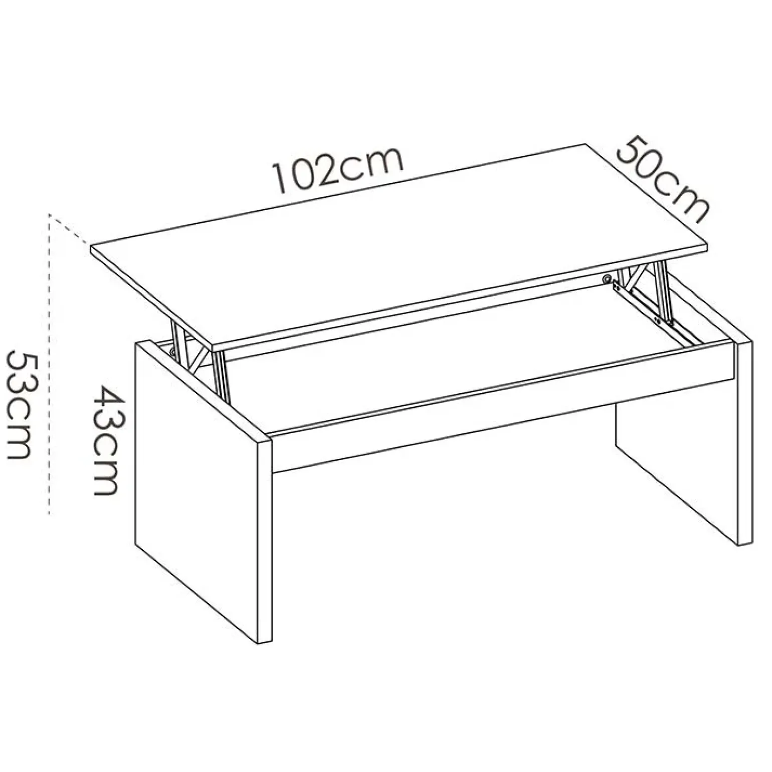 Tavolino da salotto contenitore 102x50cm elevabile moderno rovere Paris