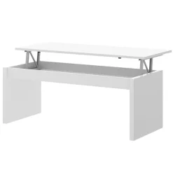 Tavolino da salotto contenitore 102x50cm design moderno bianco lucido Paris