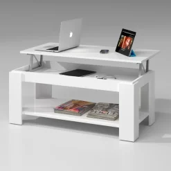 Tavolino da salotto contenitore 100x50cm moderno bianco opaco Charlotte