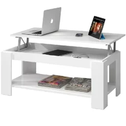 Tavolino da salotto contenitore 100x50cm moderno bianco opaco Charlotte