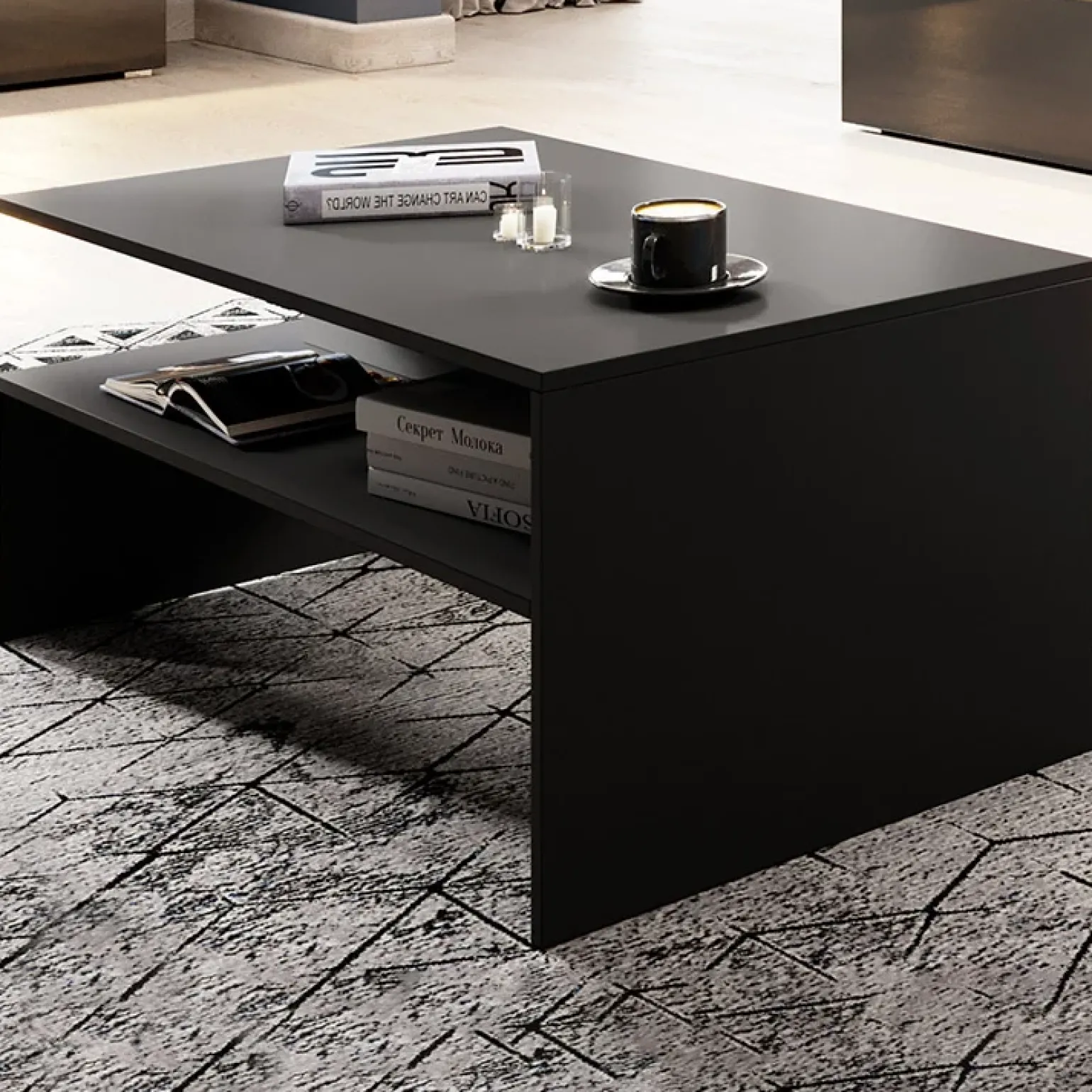 Tavolino da salotto design 100x45cm nero Emotion Gihome®