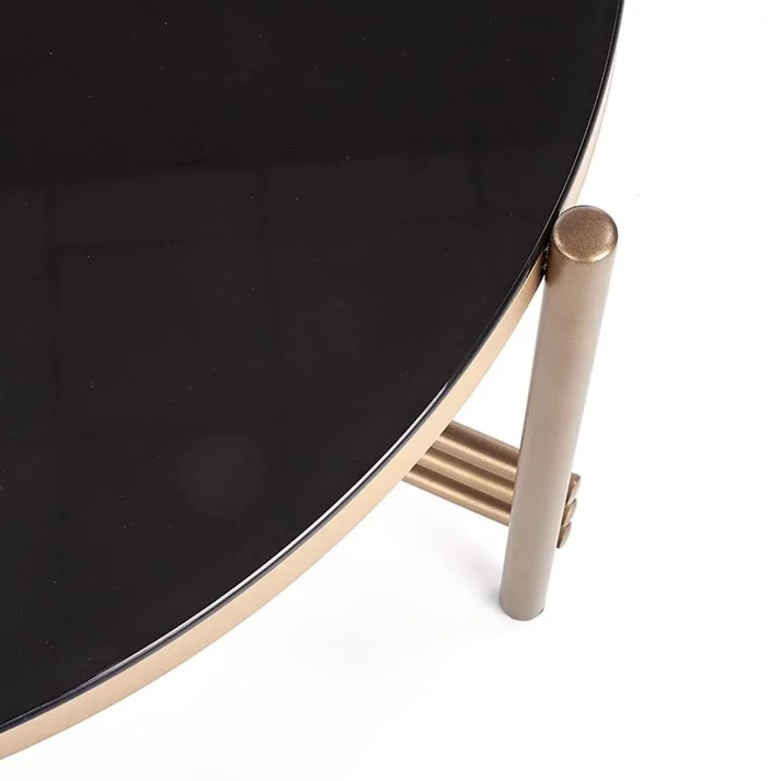 Tavolino da salotto in vetro rotondo 80x80cm nero oro Flam