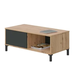 Tavolino da salotto moderno design 100x50cm rovere nodato antracite Rory
