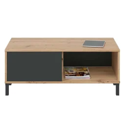 Tavolino da salotto moderno design 100x50cm rovere nodato antracite Rory