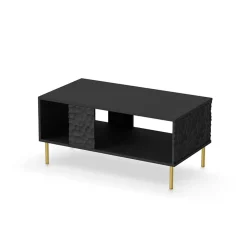 Tavolino da salotto moderno 92x50cm nero oro Osaka