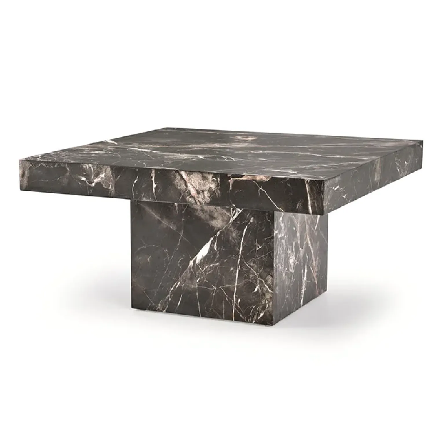 Tavolino da salotto quadrato 80x80cm effetto marmo nero Galassia