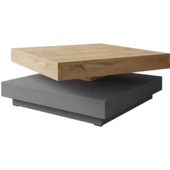 Tavolino da salotto quadrato 70x70cm rotante rovere grafite Rotol