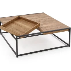 Tavolino da salotto rettangolare moderno 84x80cm noce nero Yala