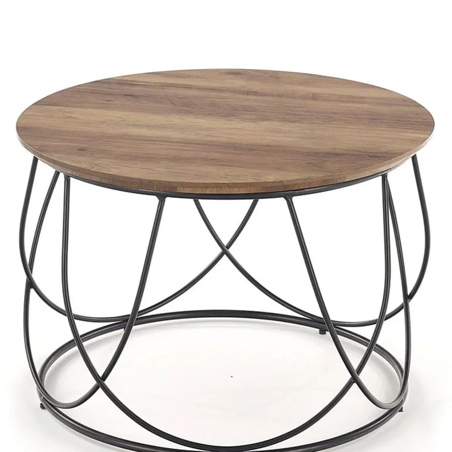 Tavolino da salotto rotondo moderno design 60x60cm noce nero Silver