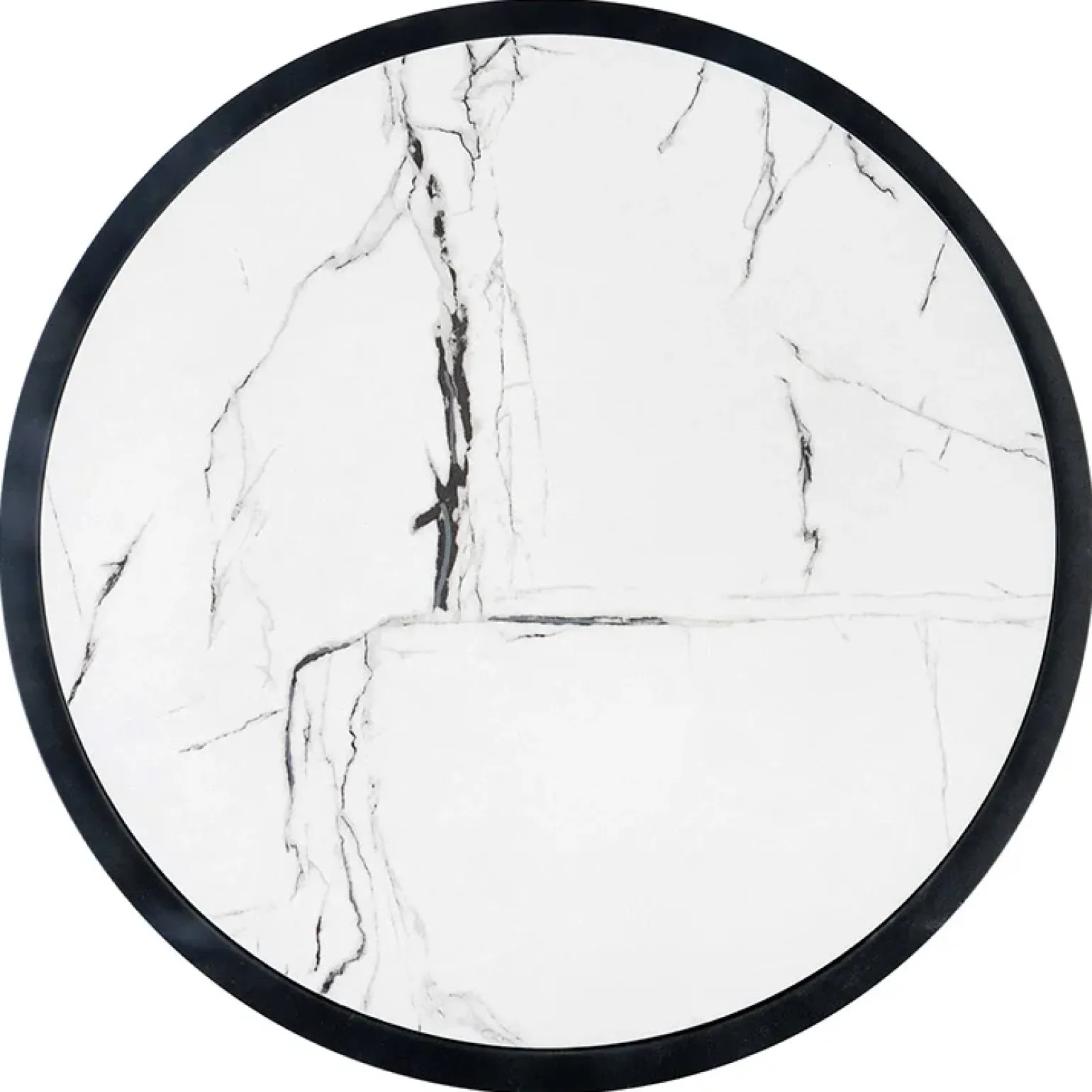 Tavolino da salotto rotondo 50x40cm in vetro marmo bianco nero Chiquita