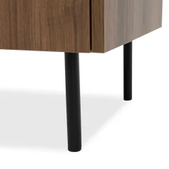Tavolino da salotto 97x60 cm 2 vani a giorno piano effetto marmo nero noce Caliva