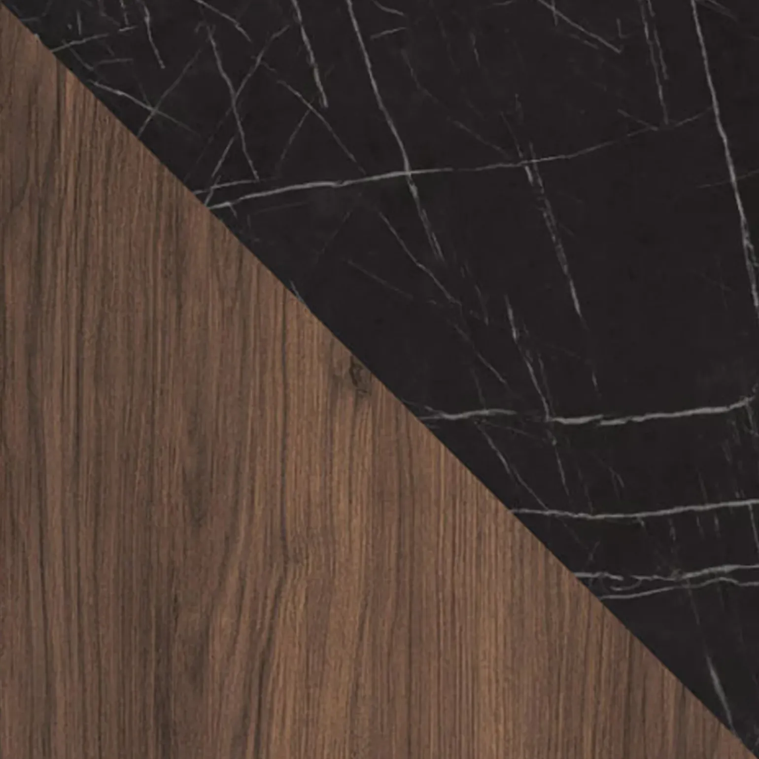 Tavolino da salotto 97x60 cm 2 vani a giorno piano effetto marmo nero noce Caliva