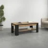 Tavolino da salotto 120x60 cm moderno rovere rustico nero Ilyssa