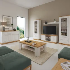 Tavolino da salotto 130x67cm 1 ripiano moderno bianco frassinato rovere Islen