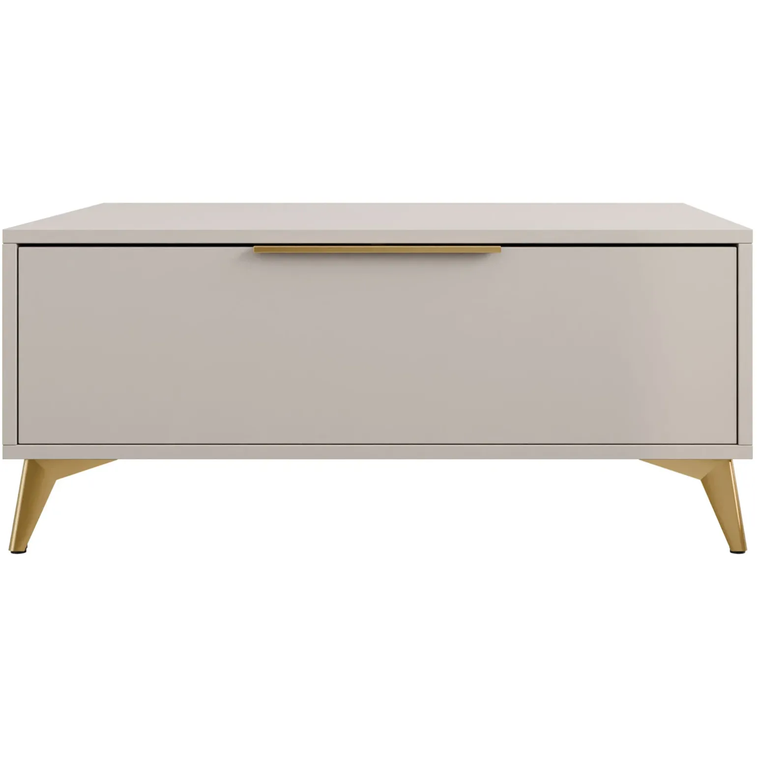 Tavolino da salotto 104x45cm 2 cassetti a frontale unico beige Miriam
