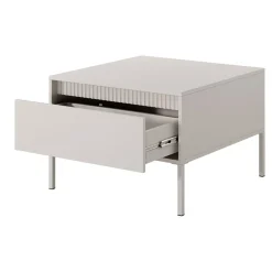Tavolino da salotto 68x49cm 1 cassetto beige cannettato Ciar