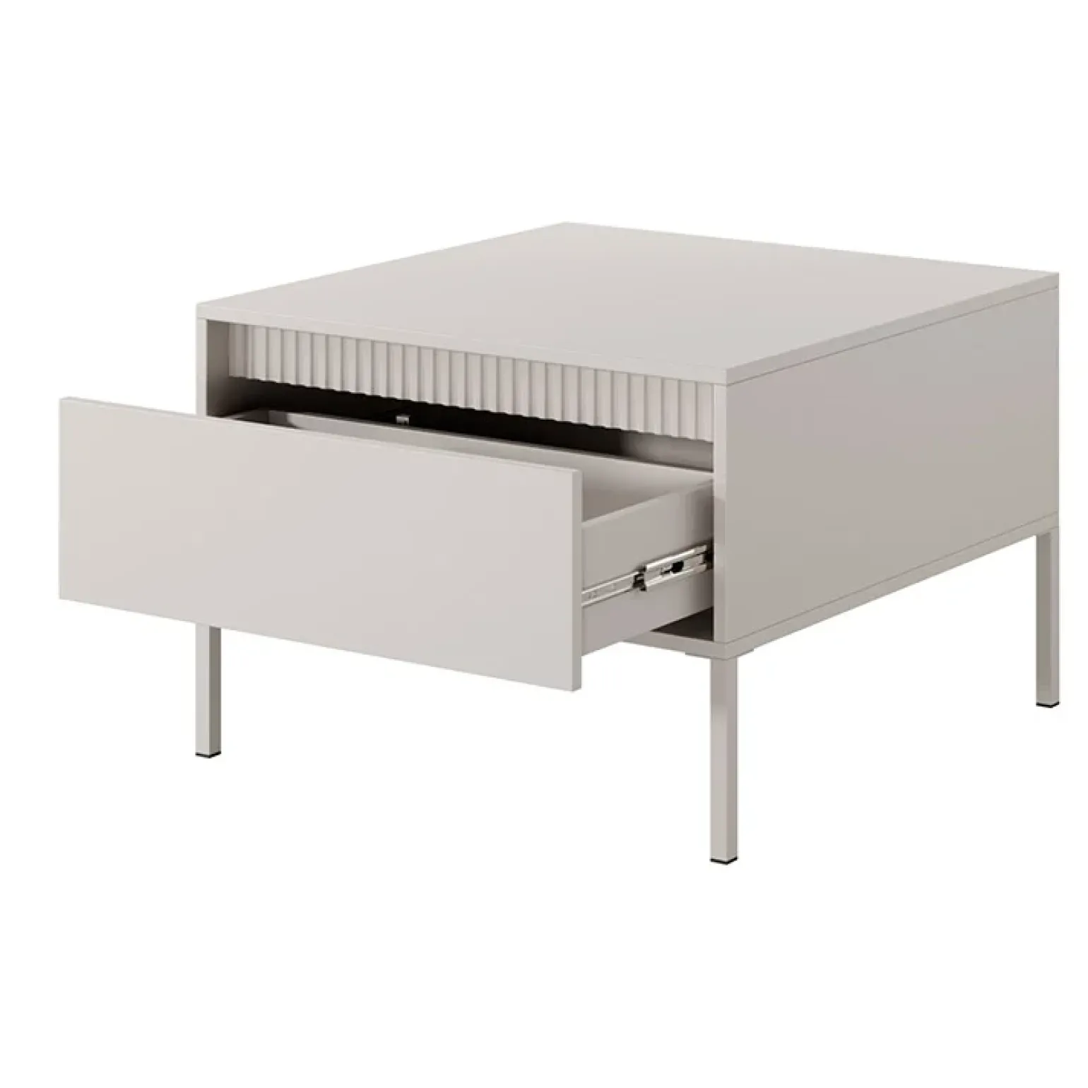 Tavolino da salotto 68x49cm 1 cassetto beige cannettato Ciar
