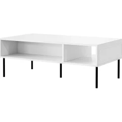 Tavolino da salotto 110x40cm 2 vani bianco opaco Stark