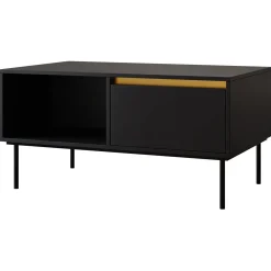 Tavolino da salotto 100x50cm 1 anta nero oro Praga
