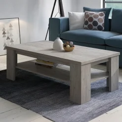 Tavolino da salotto 110x55cm 1 ripiano moderno rovere grigio Islen