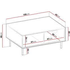 Tavolino da salotto 100x45cm 1 anta moderno nero Oriana