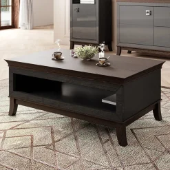 Tavolino da salotto 120x49cm antracite lucido rovere scuro Umag