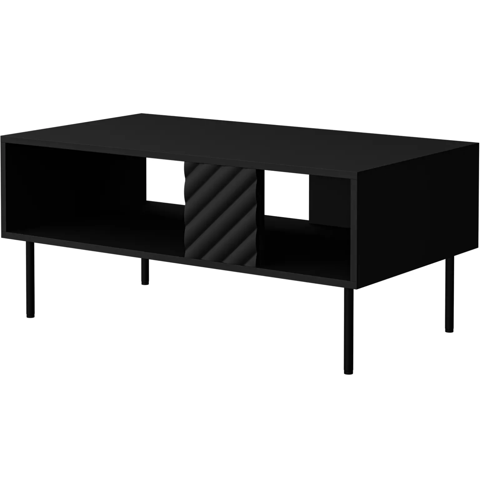 Tavolino da salotto 100x64cm con frontali decorati nero Daniele