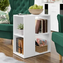 Tavolino da salotto 52x30cm con libreria bianco Enea