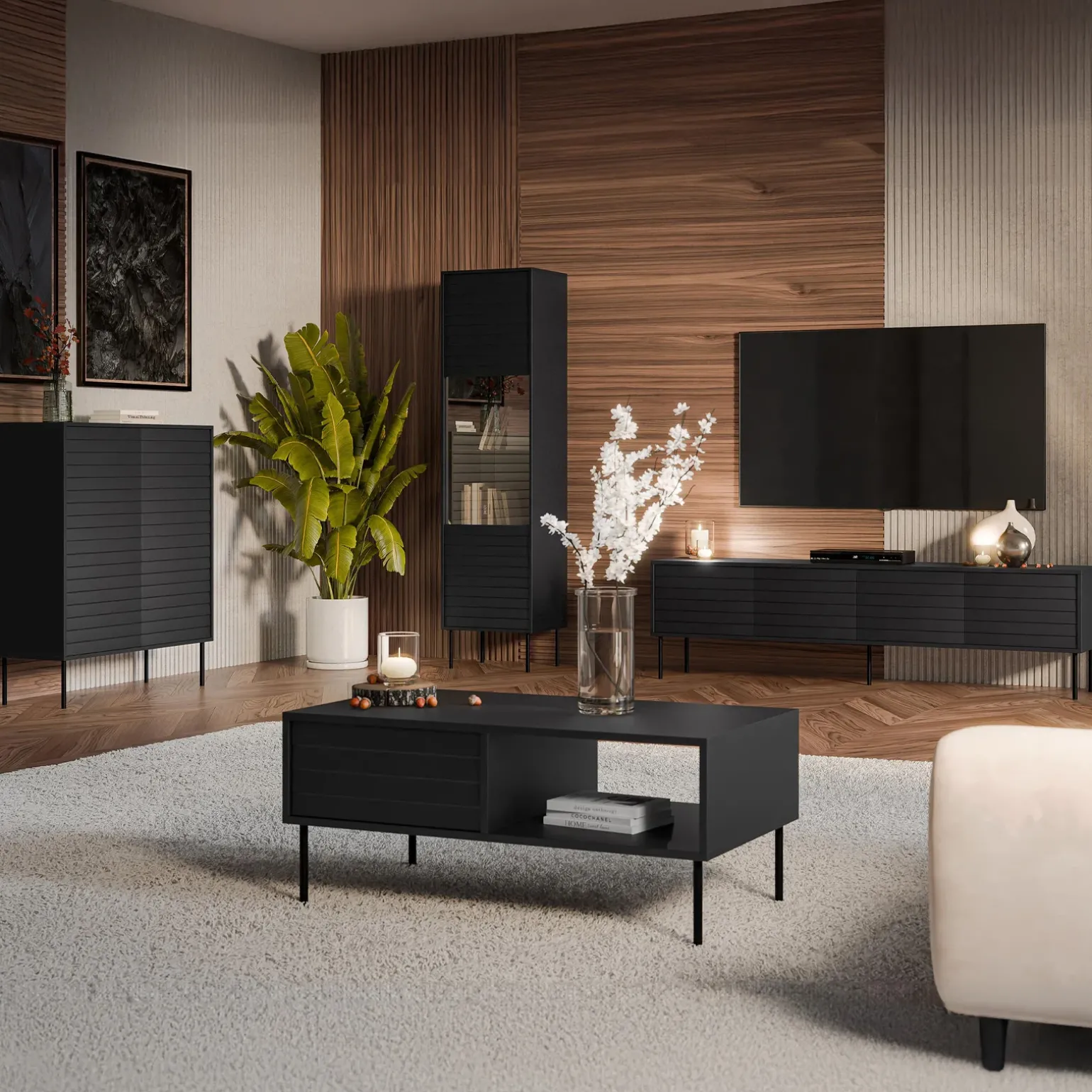 Tavolino da salotto 100x55cm con vano nero Wild