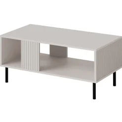 Tavolino da salotto 92x44cm con frontali cannettati beige Ziggy
