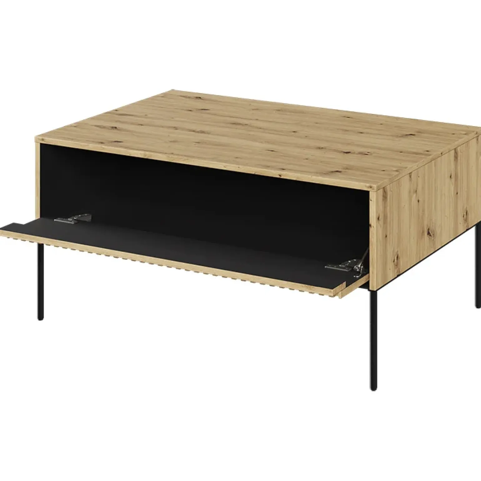 Tavolino da salotto 100x50cm cannettato rovere rustico nero Camelia
