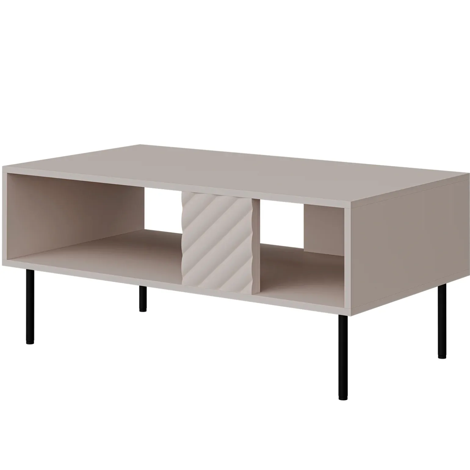 Tavolino da salotto 100x64cm con frontali decorati beige Daniele
