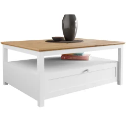 Tavolino da salotto 104x80cm con cassetto bianco rovere Relaxio