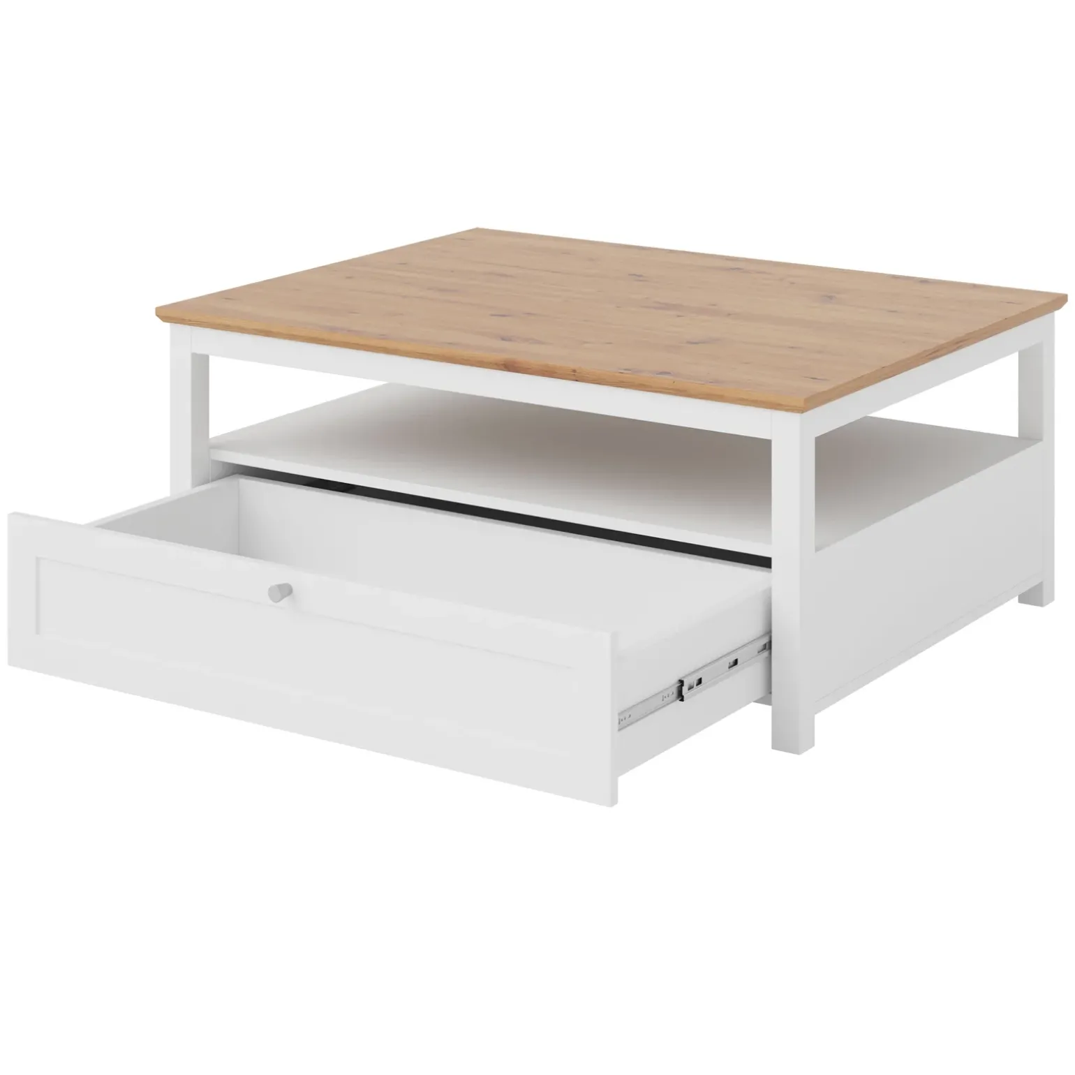 Tavolino da salotto 104x80cm con cassetto bianco rovere Relaxio