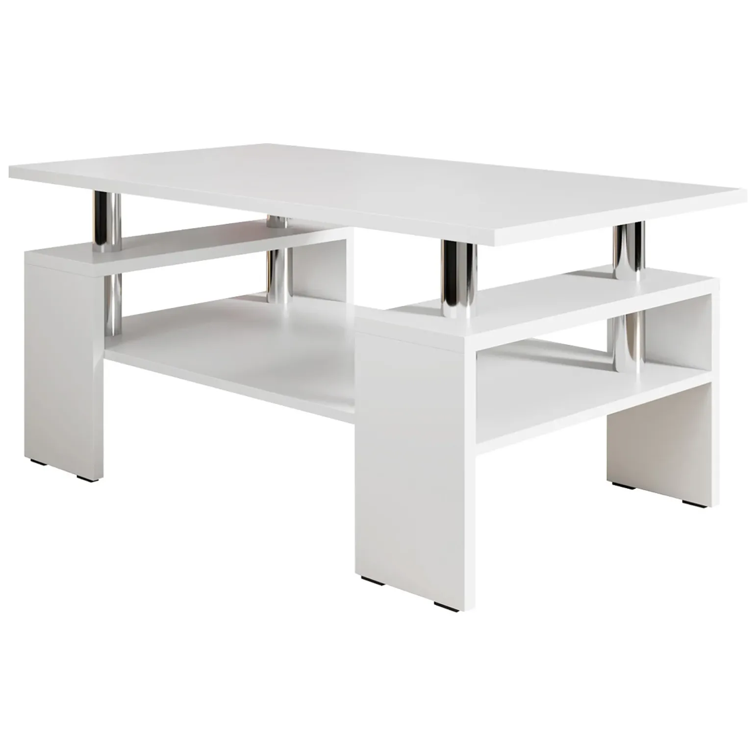 Tavolino da salotto 110x60cm design moderno bianco Thalena