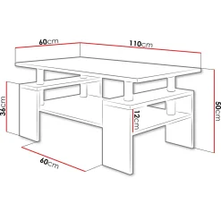 Tavolino da salotto 110x60cm design moderno bianco Thalena