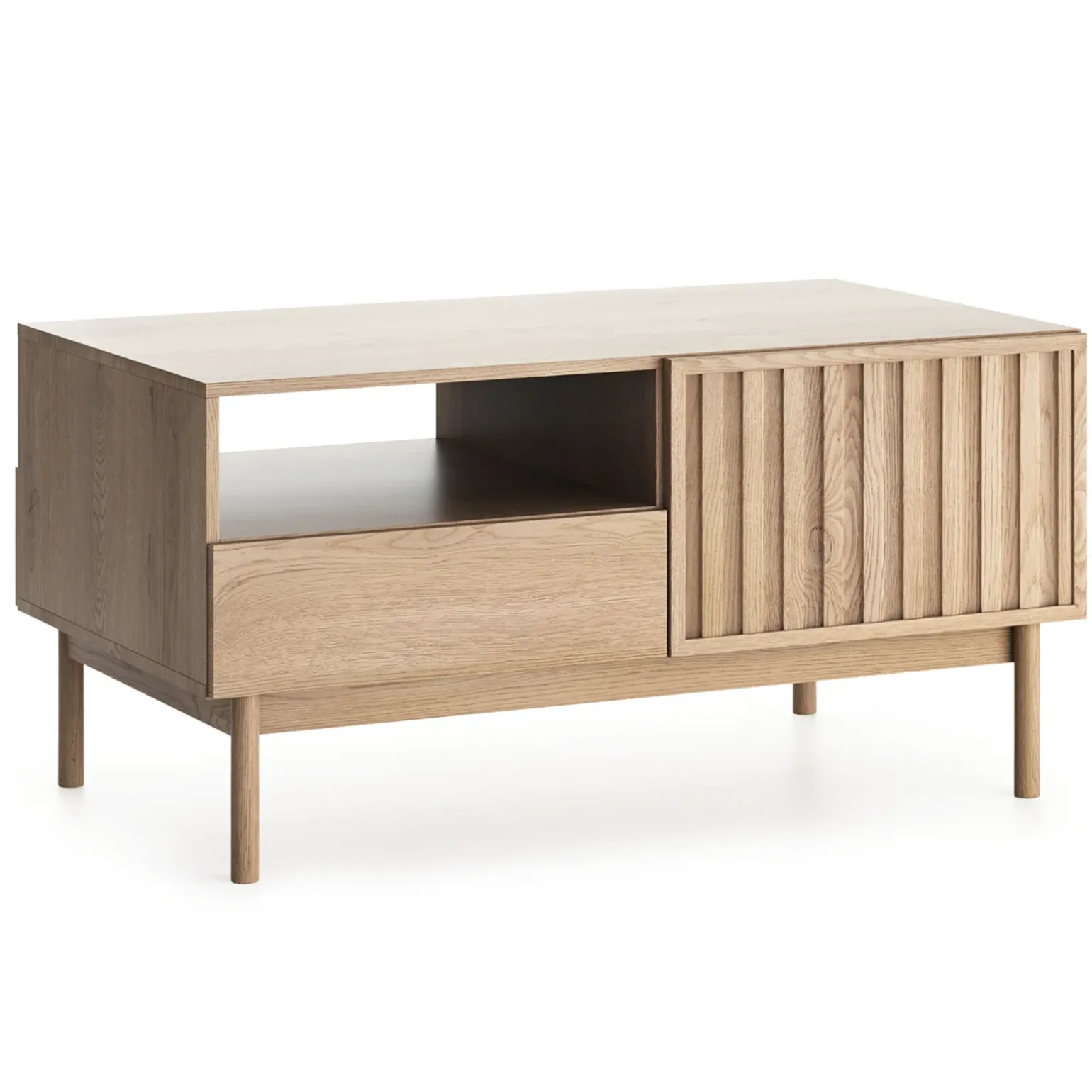 Tavolino da salotto 106x53cm design cannettato rovere Colby
