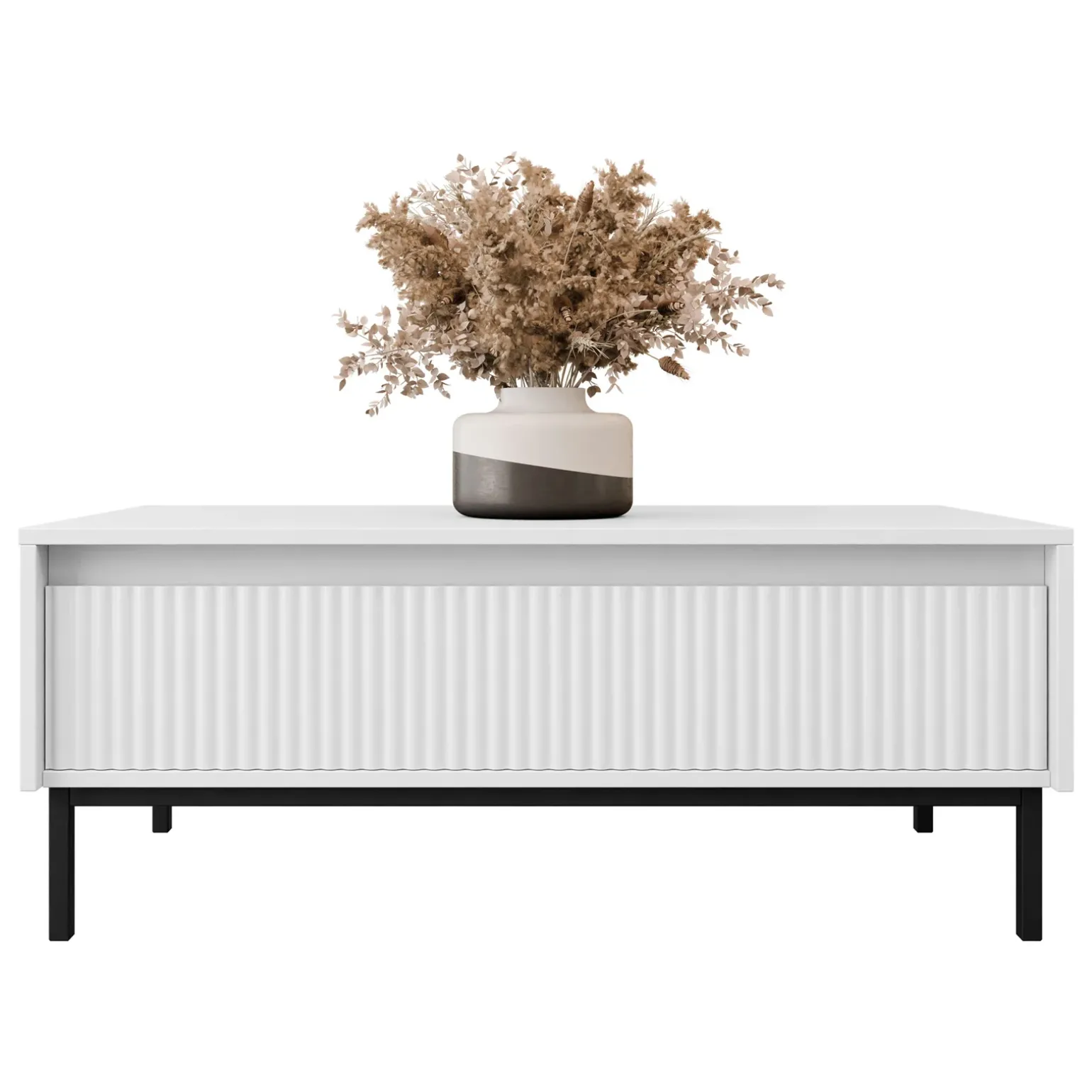 Tavolino da salotto 100x50cm design cannettato bianco Strike