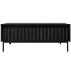 Tavolino da salotto 100x50cm design cannettato nero Strike
