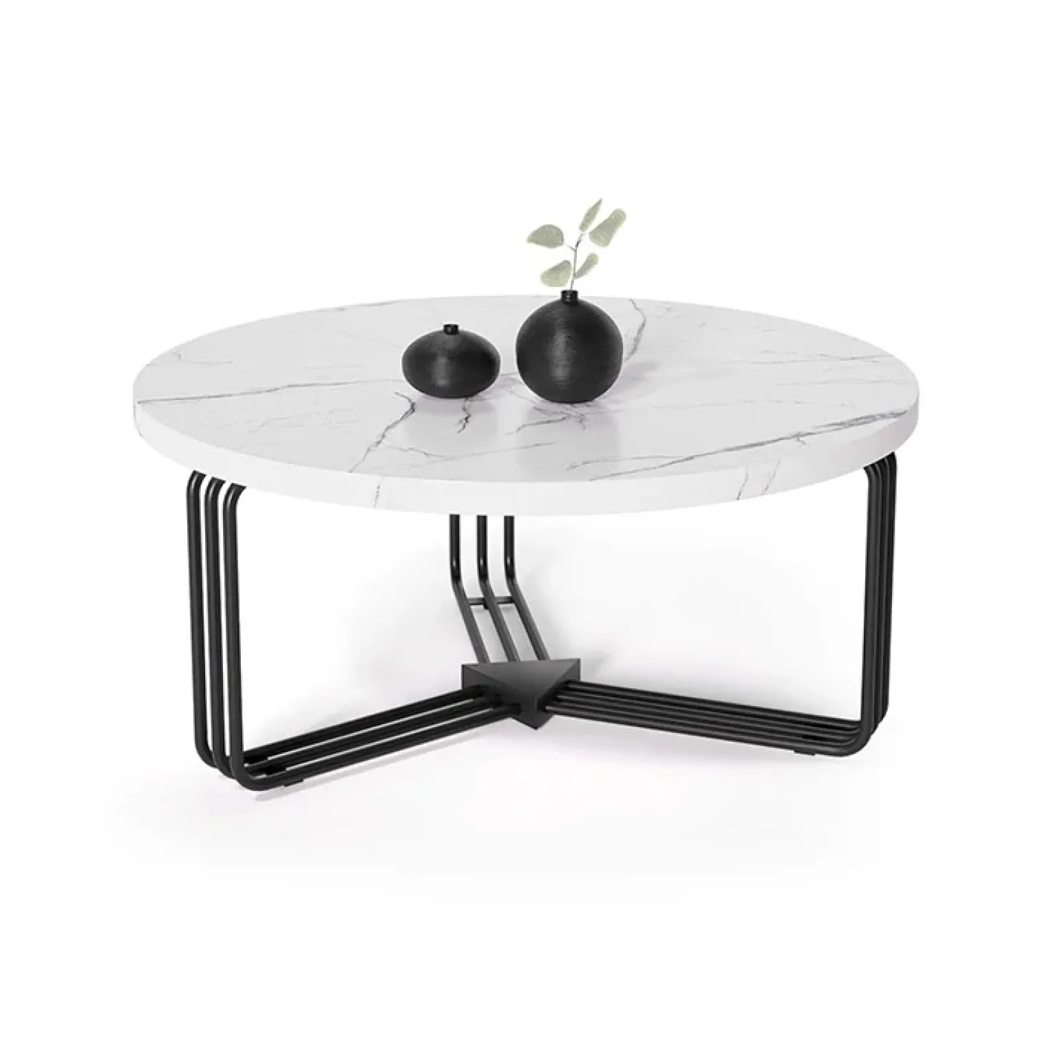 Tavolino da salotto 80x36cm effetto marmo bianco nero Elan