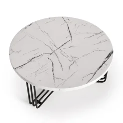 Tavolino da salotto 80x36cm effetto marmo bianco nero Elan